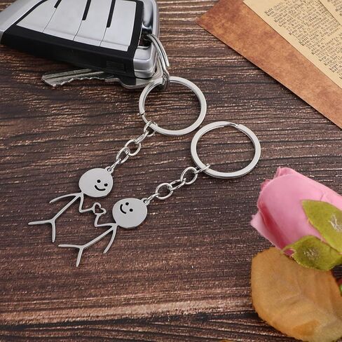 2-Piece Finger Heart Keychains, Couple Keychains for Men and Women, Friendship Graffiti Small Metal Fun Ring Purse & Backpack Pendant Decorations in Saudi Arabia