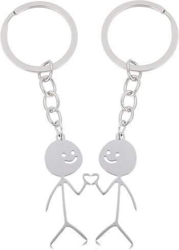 2-Piece Finger Heart Keychains, Couple Keychains for Men and Women, Friendship Graffiti Small Metal Fun Ring Purse & Backpack Pendant Decorations in Saudi Arabia