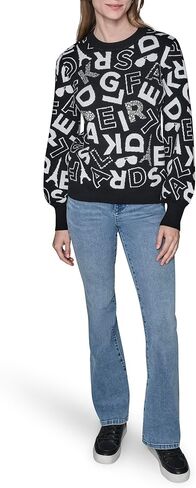 KARL LAGERFELD womens Long Sleeve Crew Neck All Over Logo Sweater in Saudi Arabia
