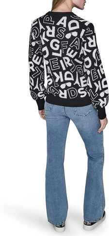 KARL LAGERFELD womens Long Sleeve Crew Neck All Over Logo Sweater in Saudi Arabia