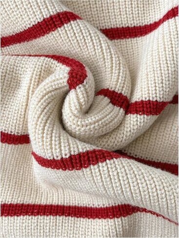 MakeMeChic Women's Collared Striped Sweater Long Sleeve Knit Fall Winter Sweaters Preppy Tops in Kuwait