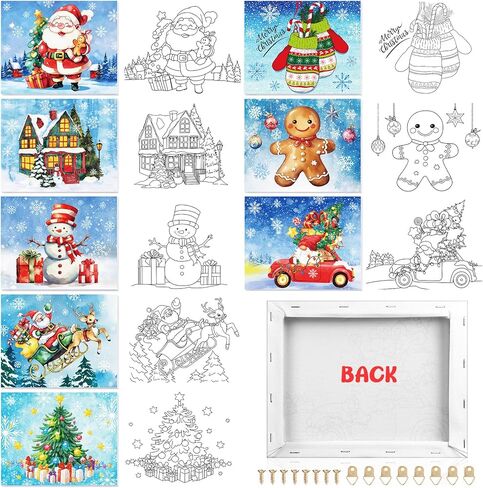 12 Pcs Pre Drawn Canvas Pre Printed Canvas Set Printed to Paint Set Theme Painting for Sip and Paint Party Favor DIY Virtual Party Birthday Gifts for Adults (Cute Fruit) in Kuwait