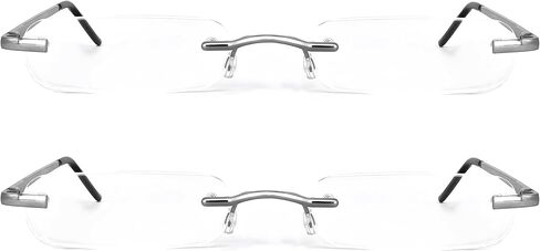 Mini Rimless Reading Glasses - Slim Compact Metal Readers with Spring Hinge for Men and Women 2 Pairs in Saudi Arabia