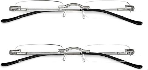 Mini Rimless Reading Glasses - Slim Compact Metal Readers with Spring Hinge for Men and Women 2 Pairs in Saudi Arabia