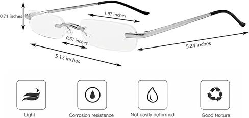 Mini Rimless Reading Glasses - Slim Compact Metal Readers with Spring Hinge for Men and Women 2 Pairs in Saudi Arabia