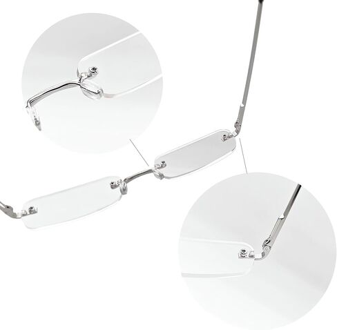 Mini Rimless Reading Glasses - Slim Compact Metal Readers with Spring Hinge for Men and Women 2 Pairs in Saudi Arabia