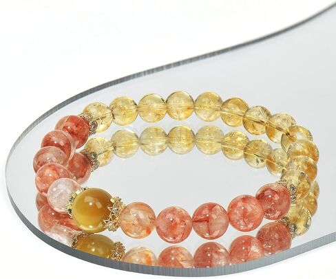 سوار من الأحجار الكريمة الكريستالية الطبيعية من L&J JEWELRY، يجلب الشفاء الكريستالي، ويزيد من الثقة والحيوية، ومظهر الحب والرومانسية، شاكرا القلب من الحجر الوردي، سوار مطاطي دائري 8 مم كهدية للنساء in Saudi Arabia