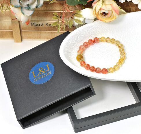 سوار من الأحجار الكريمة الكريستالية الطبيعية من L&J JEWELRY، يجلب الشفاء الكريستالي، ويزيد من الثقة والحيوية، ومظهر الحب والرومانسية، شاكرا القلب من الحجر الوردي، سوار مطاطي دائري 8 مم كهدية للنساء in Saudi Arabia