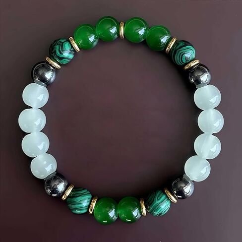 Anxiety Beaded Bracelet for Women Men Handmade Natural Crystal Lucky Beaded Bracelet Malachite Jewelry Creative Gifts in Saudi Arabia
