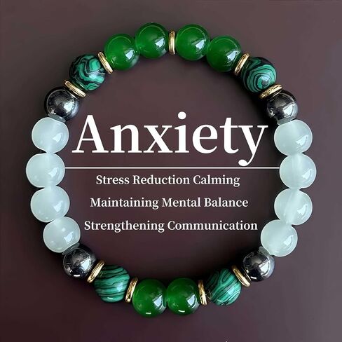 Anxiety Beaded Bracelet for Women Men Handmade Natural Crystal Lucky Beaded Bracelet Malachite Jewelry Creative Gifts in Saudi Arabia