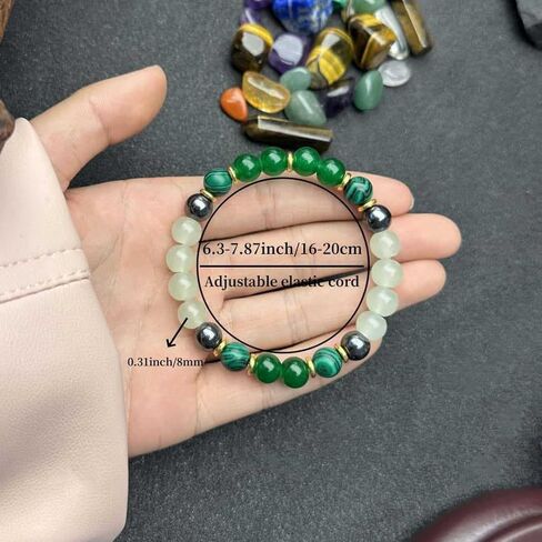 Anxiety Beaded Bracelet for Women Men Handmade Natural Crystal Lucky Beaded Bracelet Malachite Jewelry Creative Gifts in Saudi Arabia