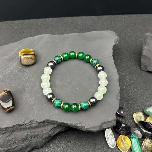 Anxiety Beaded Bracelet for Women Men Handmade Natural Crystal Lucky Beaded Bracelet Malachite Jewelry Creative Gifts in Saudi Arabia