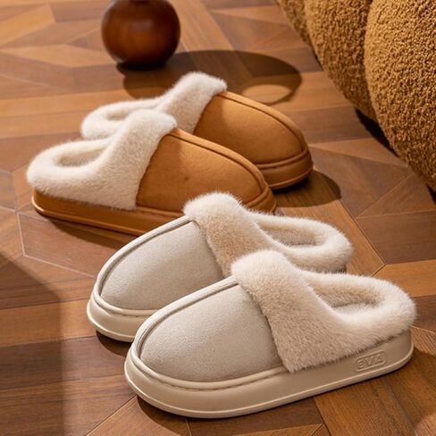 1Pair Winter Warm House Slippers Memory Foam Slides with Thick Plush Lining for Indoor Lounging Home Office Travel in Saudi Arabia