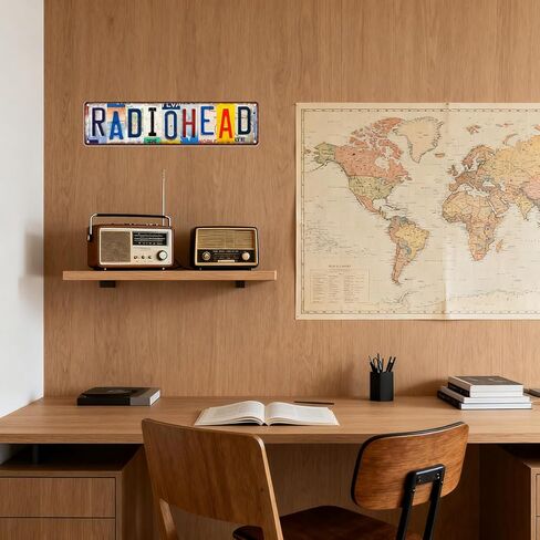 علامة شارع راديوهيد عتيقة علامة معدنية من القصدير لفن جدار غرفة الموسيقى in Kuwait