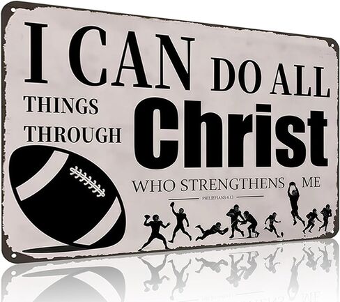 Funnysign Football Gifts With God There's No Limit Quotes Inspirational Tin Sign for Boys Room Man Cave Bedroom Living Room Decor 8 x 12 Inches(3992) in Kuwait