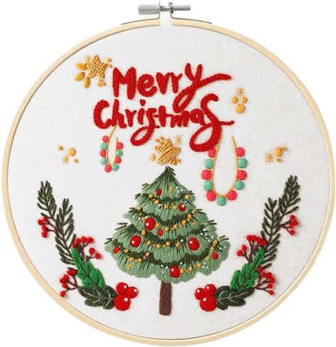 Embroidery Kit for Adults, 4 Sets Cross Stitch Kits for Adults with Stamped Flower Pattern and Easy Instruction, Embroidery Kits with Embroidery Hoop and Color Threads for Adults in Kuwait