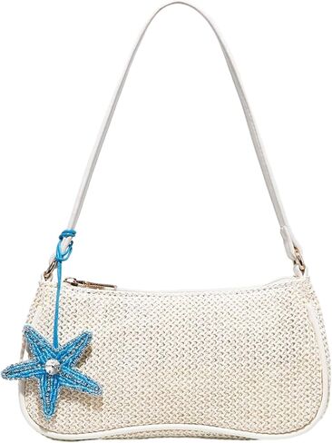 Verdusa Women's Boho Seashell Shoulder Bags Zipper Single Strap Straw Handbags Underarm Purses in Saudi Arabia