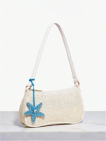 Verdusa Women's Boho Seashell Shoulder Bags Zipper Single Strap Straw Handbags Underarm Purses in Saudi Arabia