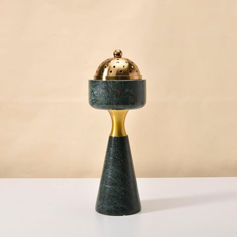 Sissi & yaya Marble Incense Burner with Brass Cover, 11 x 3.8 inches, Multi-Purpose Holder for Cones, Coils and Sticks (Green) in Saudi Arabia