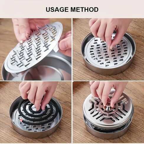 3PCS/Set Stainless Steel Mosquito Coil Holder, Heat-Resistant Mosquito Coil Burner with Compartment, 5.63x1.77 Inch Incense Holder for Indoor Outdoor Home Patio Camping in Saudi Arabia