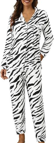 Womens Button Down Pajama Sets Soft Pajamas For Women Set 2 Piece Long Sleeve Cute Pjs Comfy Soft Lounge Sleepwear in Saudi Arabia