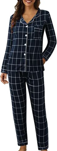 Womens Button Down Pajama Sets Soft Pajamas For Women Set 2 Piece Long Sleeve Cute Pjs Comfy Soft Lounge Sleepwear in Saudi Arabia