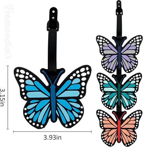 علامة الأمتعة الأرجوانية، 4 قطع معرفات الأمتعة لحقائب السفر، علامات الحقائب، فراشات لطيفة مخصصة للرجال والنساء وحقائب السفر in Kuwait