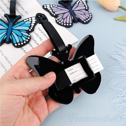 علامة الأمتعة الأرجوانية، 4 قطع معرفات الأمتعة لحقائب السفر، علامات الحقائب، فراشات لطيفة مخصصة للرجال والنساء وحقائب السفر in Kuwait