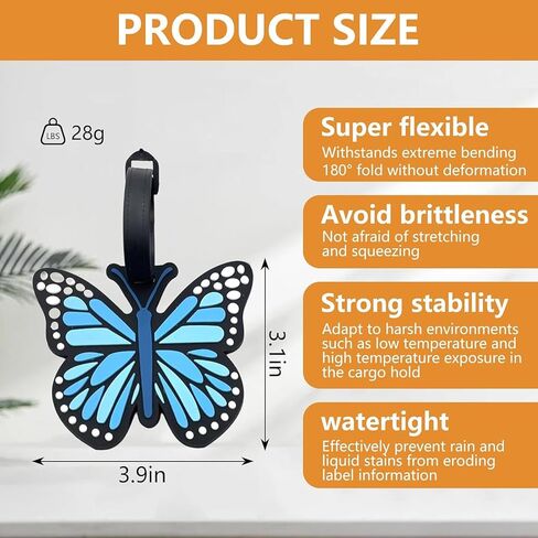 علامة الأمتعة الأرجوانية، 4 قطع معرفات الأمتعة لحقائب السفر، علامات الحقائب، فراشات لطيفة مخصصة للرجال والنساء وحقائب السفر in Kuwait