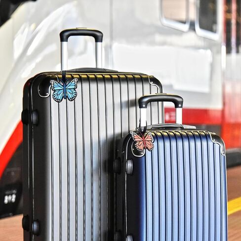 علامة الأمتعة الأرجوانية، 4 قطع معرفات الأمتعة لحقائب السفر، علامات الحقائب، فراشات لطيفة مخصصة للرجال والنساء وحقائب السفر in Kuwait