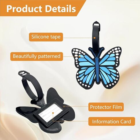 علامة الأمتعة الأرجوانية، 4 قطع معرفات الأمتعة لحقائب السفر، علامات الحقائب، فراشات لطيفة مخصصة للرجال والنساء وحقائب السفر in Kuwait