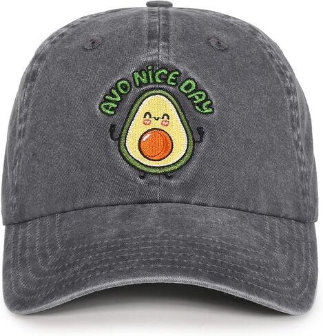 هدايا InnoBeta Avocado، قبعة الأفوكادو، قبعة مطرزة قابلة للتعديل لعيد الميلاد وعيد الميلاد، AVO Good Day Gray in Kuwait