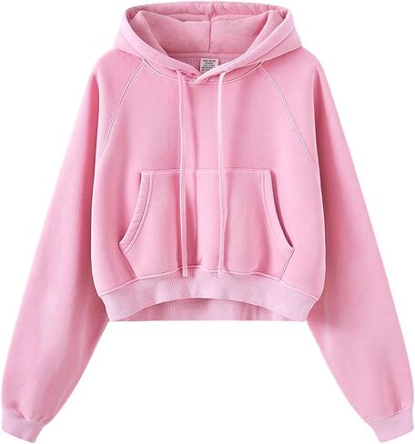 Wyeysyt Cropped Hoodies for Women Acid Wash Sweatshirt Fleece Lined Oversized Vintage Athletic Pullover in Saudi Arabia