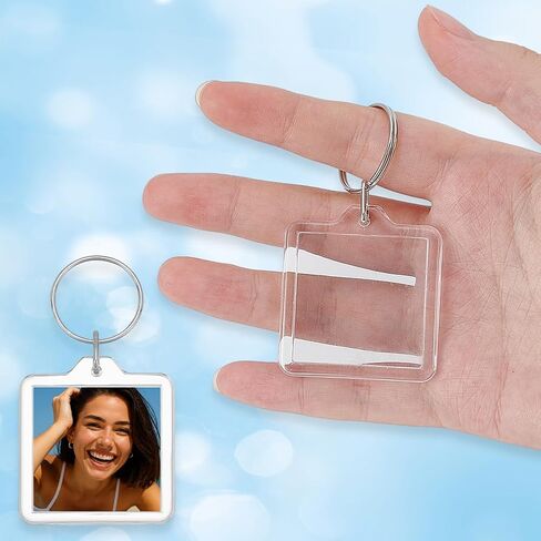 200 Pcs Clear Picture Keychains, Acrylic Photo Keychain Photo Insert Keychains With Split Ring Square Frame Keychain for Keyring Diy Personalize Favor Graduation Gift in Saudi Arabia