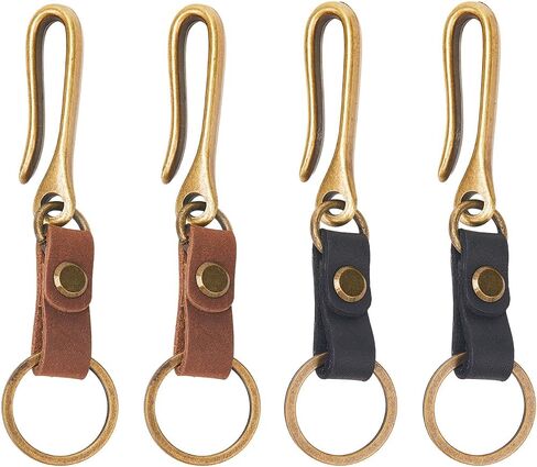SUNNYCLUE 4Pcs 2 Colors Fish Hook Keychain Holder U Shaped Keychain Alloy Retro Key Chain Belt Hook with Cattlehide Leather Iron Findings Key Loop Pocket Clips for Men Keychains Wallet DIY Accessories in Saudi Arabia
