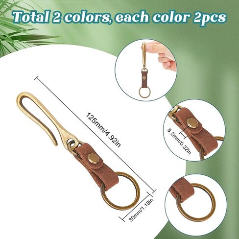 SUNNYCLUE 4Pcs 2 Colors Fish Hook Keychain Holder U Shaped Keychain Alloy Retro Key Chain Belt Hook with Cattlehide Leather Iron Findings Key Loop Pocket Clips for Men Keychains Wallet DIY Accessories in Saudi Arabia