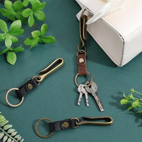 SUNNYCLUE 4Pcs 2 Colors Fish Hook Keychain Holder U Shaped Keychain Alloy Retro Key Chain Belt Hook with Cattlehide Leather Iron Findings Key Loop Pocket Clips for Men Keychains Wallet DIY Accessories in Saudi Arabia