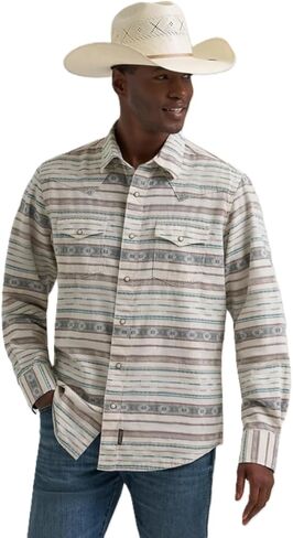 قميص Wrangler الرجالي المحايد Serape Retro Premium Western Print Snap in Kuwait