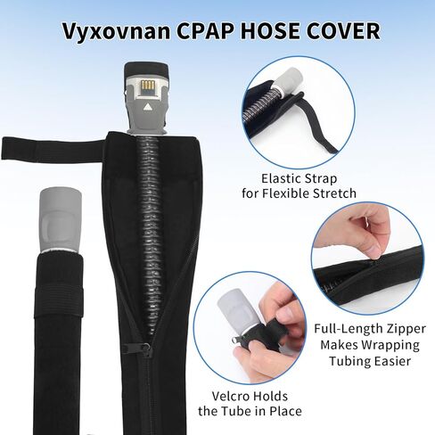 6ft 5in CPAP Hose Cover for ResMed AirSense 11&10 ClimateLineAir Heated Tubing, Full Zipper CPAP Tube Cover, Cat Proof CPAP Tubing Cover - Minimizes Condensation and Noise in Saudi Arabia