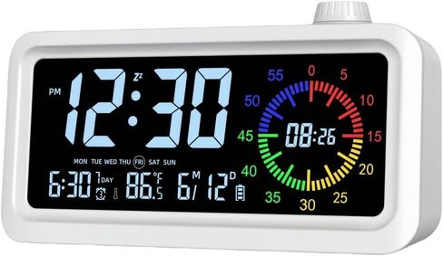 Digital Alarm Clock Night Light Visual Timer, LCD Time Reminder with 3 Alarms, Snooze,Temperature Display, Ideal for Family Education Teaching and Time Management Gifts for Kids (Purple) in Saudi Arabia