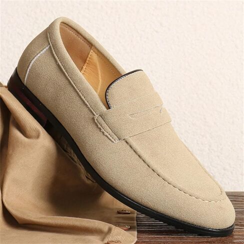 Men's Suede Dress Loafers Slip On Casual Shoes Lightweight Soft Penny Loafers Classic Moccasins Driving Shoes in Saudi Arabia