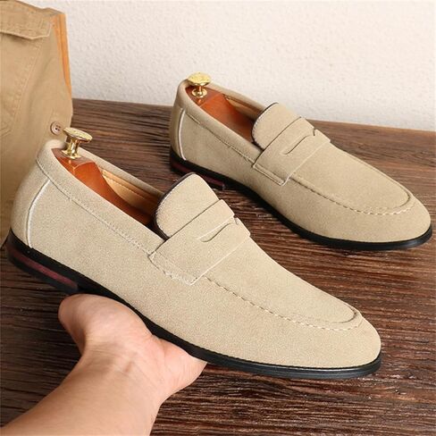 Men's Suede Dress Loafers Slip On Casual Shoes Lightweight Soft Penny Loafers Classic Moccasins Driving Shoes in Saudi Arabia