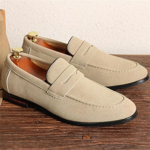 Men's Suede Dress Loafers Slip On Casual Shoes Lightweight Soft Penny Loafers Classic Moccasins Driving Shoes in Saudi Arabia