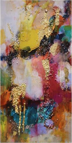 Empire Art Direct "Colorful Symphony I Crystallus Epoxy Coated Wrapped Glossy Canvas Wall Art, Ready to Hang, Living Room, Bedroom & Office, 48"x24"x1.5" in Saudi Arabia