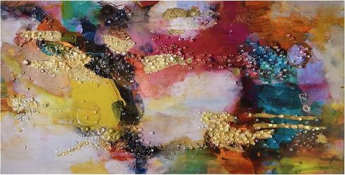 Empire Art Direct "Colorful Symphony I Crystallus Epoxy Coated Wrapped Glossy Canvas Wall Art, Ready to Hang, Living Room, Bedroom & Office, 48"x24"x1.5" in Saudi Arabia