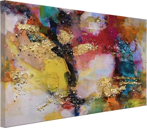 Empire Art Direct "Colorful Symphony I Crystallus Epoxy Coated Wrapped Glossy Canvas Wall Art, Ready to Hang, Living Room, Bedroom & Office, 48"x24"x1.5" in Saudi Arabia