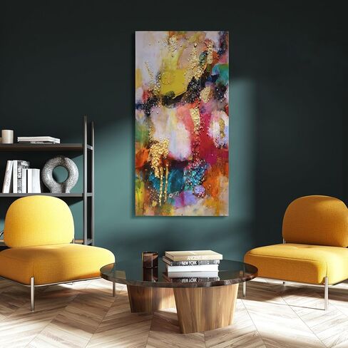Empire Art Direct "Colorful Symphony I Crystallus Epoxy Coated Wrapped Glossy Canvas Wall Art, Ready to Hang, Living Room, Bedroom & Office, 48"x24"x1.5" in Saudi Arabia