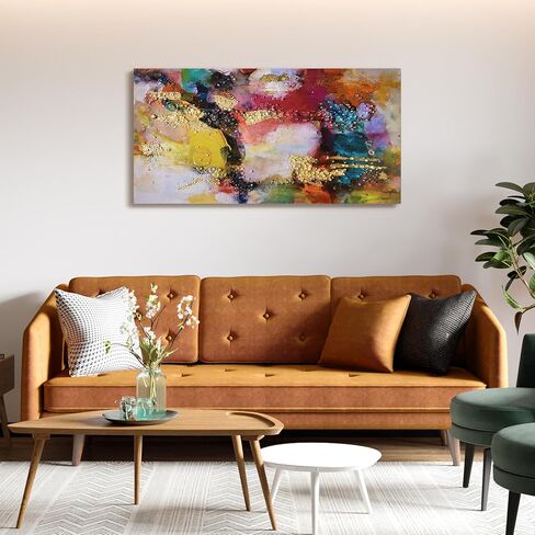 Empire Art Direct "Colorful Symphony I Crystallus Epoxy Coated Wrapped Glossy Canvas Wall Art, Ready to Hang, Living Room, Bedroom & Office, 48"x24"x1.5" in Saudi Arabia