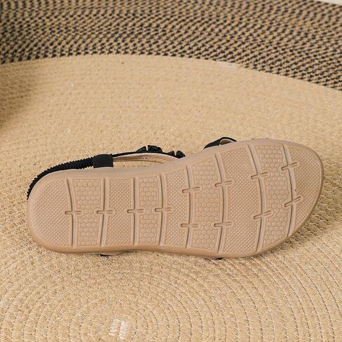 Flat Sandals For Women Dressy Walking Comfortable Shoes With Rhinestone Elastic Strap Summer Vacation in Saudi Arabia