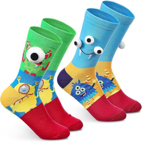 Ramede 2 Pairs Funny Christmas Socks Crazy Silly Socks for Women Men 3D Eyes Sock Novelty Gag Stocking Gifts for Birthday in Saudi Arabia